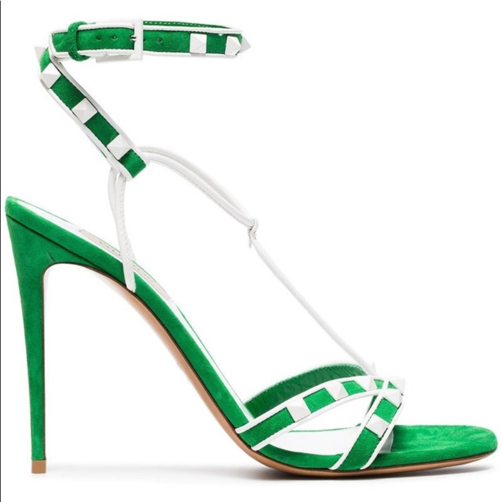 valentino green suede rock stud sandals 40